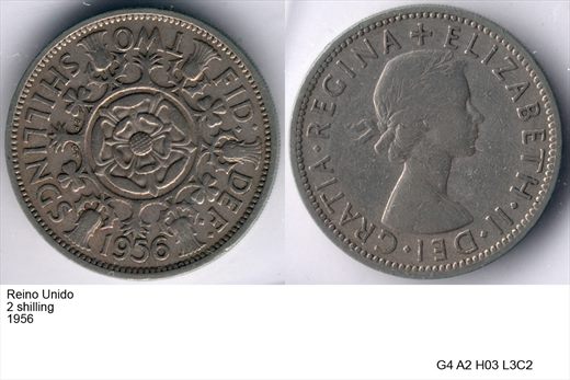 Reino Unido - Shilling 2 - 1956 - G4 A2 H03 L3C2