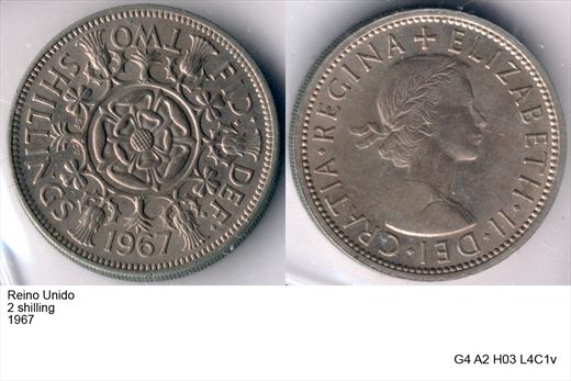 Reino Unido - Shilling 2 - 1967 - G4 A2 H03 L4C1