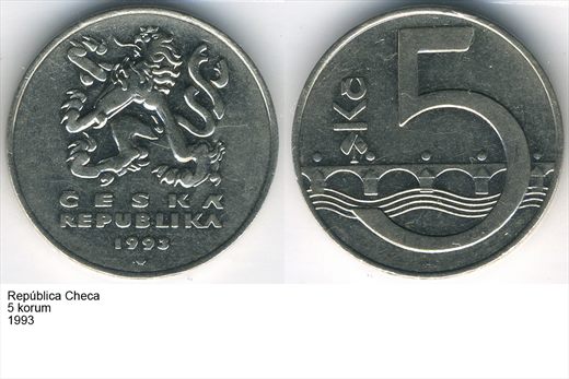 Republica Checa - Koruna 5 - 1993 - G5 A3 H01 L3C4