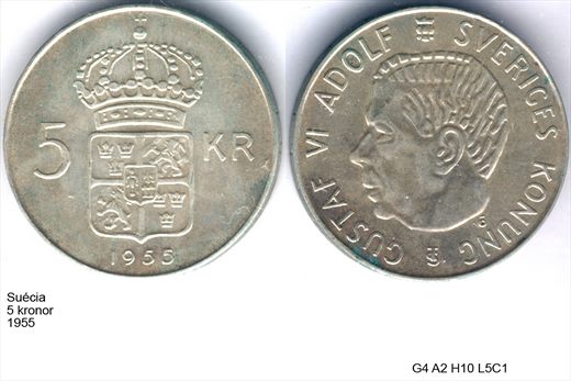 Suecia - Corona 5 - 1955 - G4 A2 H10 L5C1