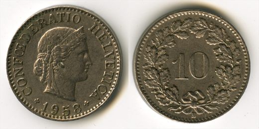 Suica - Rappen 10 - 1958