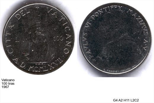 Vaticano - Lira 100 - 1967 - G4 A2 H11 L2C2