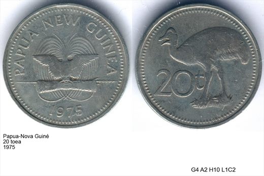 Papua-Nova Guine - Toea 20 - 1975 - G4 A2 H10 L1C2