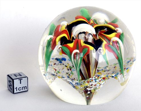 Esfera de vidro com motivo abstrato - multicores-bolhas