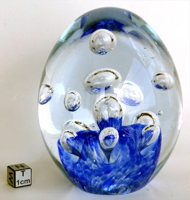 Esferoide de vidro - azul-bolhas