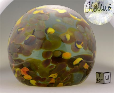 Esfera de vidro com motivo abstrato assinado 02 (ID00123)
