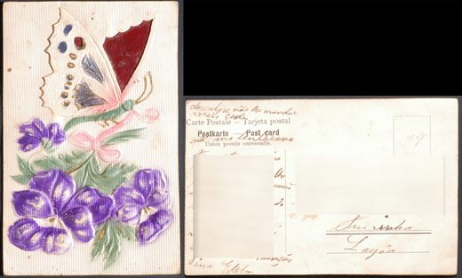 Borboleta e flores - Uniao Postal Universal