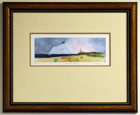 Quadro paisagem praia (aquarela)