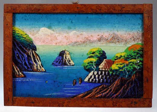 Quadro decorativo com paisagem costeira