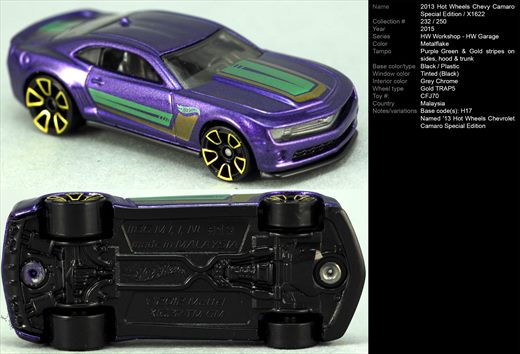 Hot Wheels Chevy Camaro Special Edition 2013 - X1622 - 2015-232-CFJ70 - Malasia