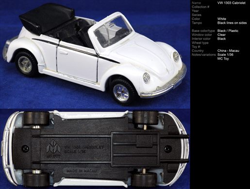 VW 1303 Cabriolet - MC Toy - China-Macau